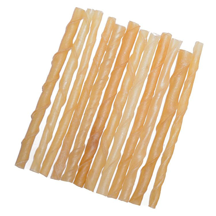 Gustări naturale pentru câini adulți, 4DOG, batoane din piele răsucită, 12.5cm, pachet de 15 bucăți