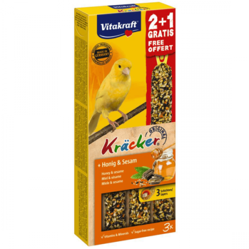 Baton pentru canari Vitakraft Kracker Miere &amp; Susan 60gr+30gr Gratis