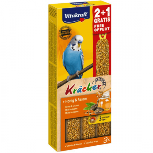 Baton pentru perusi Vitakraft Kracker Miere 60 gr+30 gr Gratis