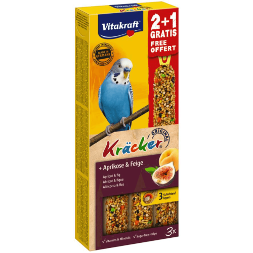 Baton pentru perusi Vitakraft Kracker Smochine &amp; Caise 60gr+30gr Gratis