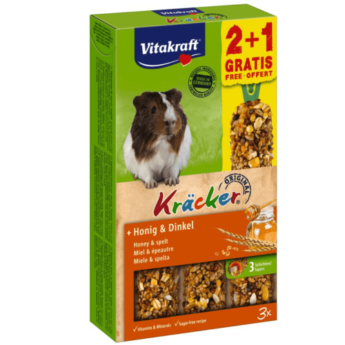 Baton pentru porcusori de Guineea Vitakraft Kracker Miere &amp; Grau 112gr +56gr Gratis