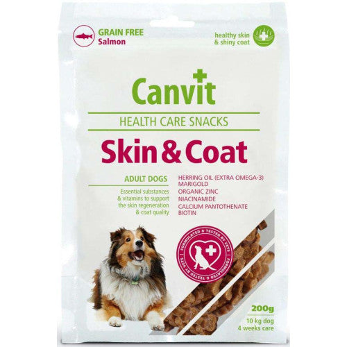 Recompensa pentru caini Canvit Health Care Snack Skin &amp; Coat 200 gr