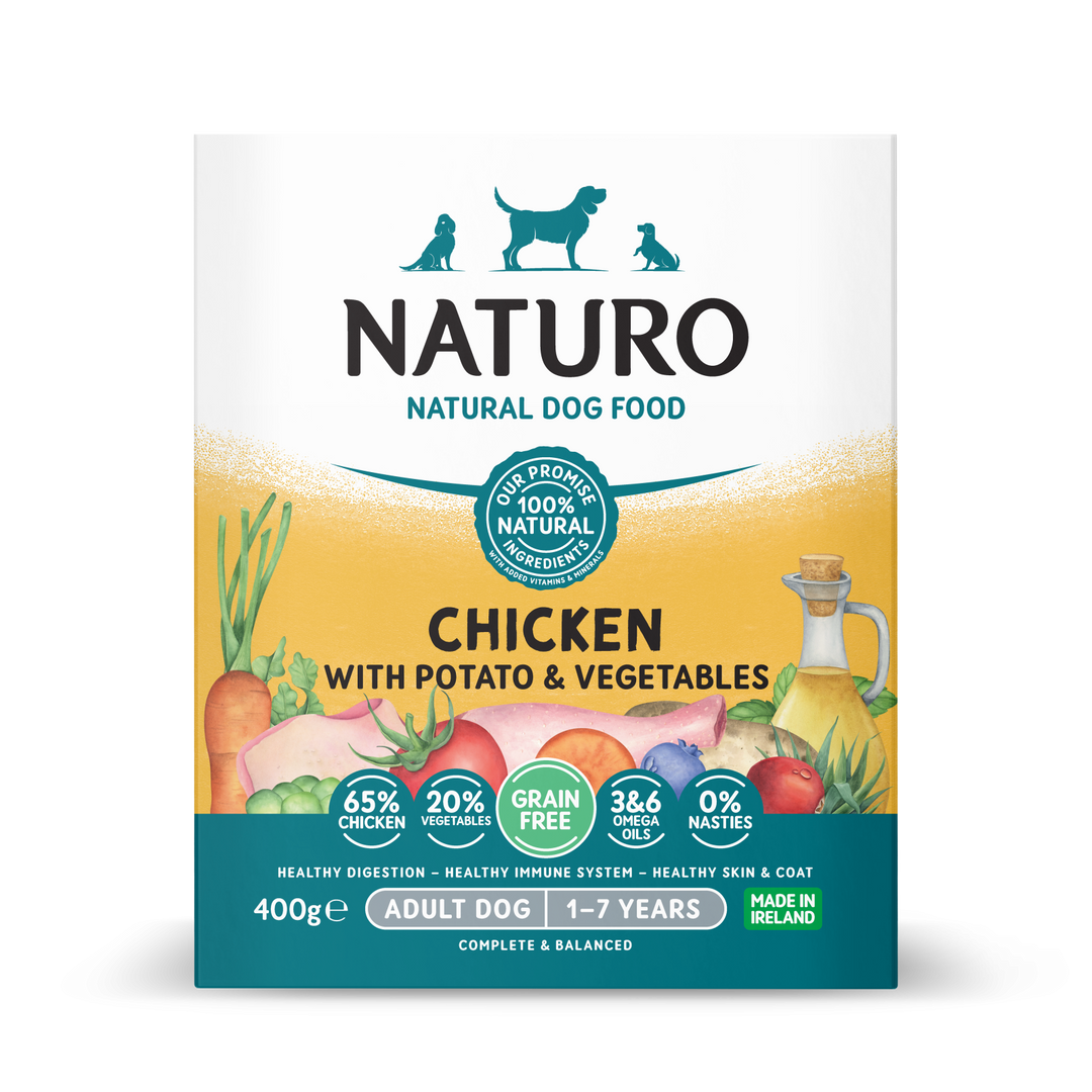 Caserola Naturo Adult Grain Free cu Carne de Pui, Cartofi si Legume 400g