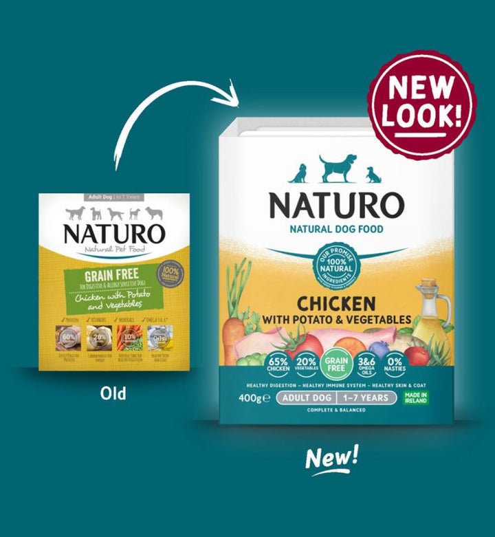Caserola Naturo Adult Grain Free cu Carne de Pui, Cartofi si Legume 400g
