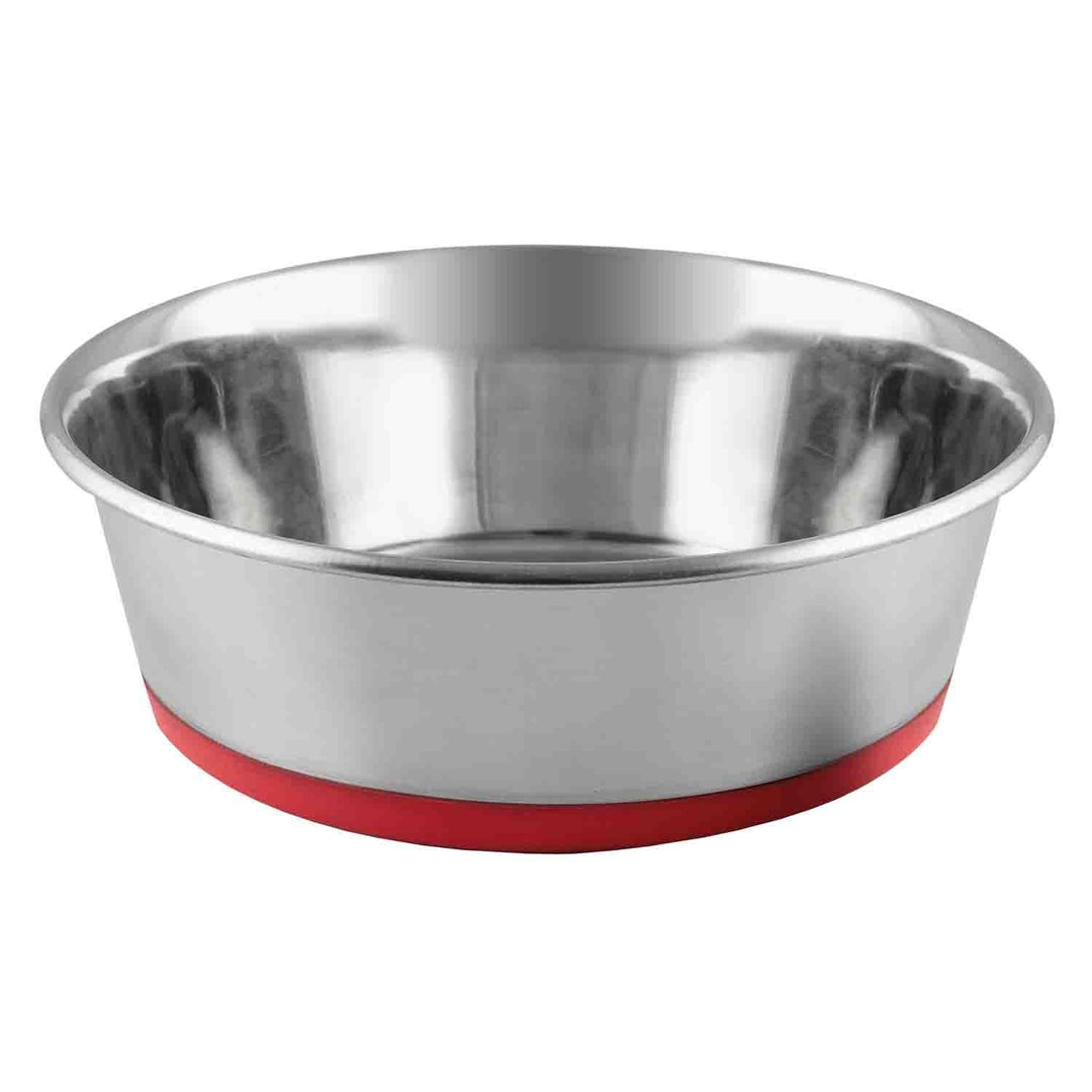 Bol hrănire inox compact, 4DOG, antiderapant, roșu, 0.36l, 11cm - ideal pentru câini mici și pisici