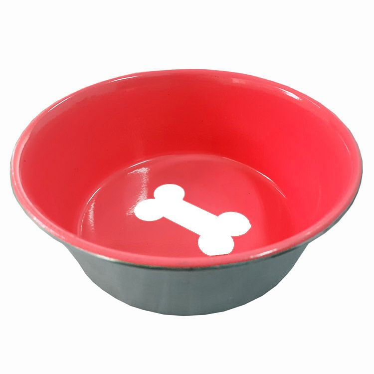 Bol antiderapant inox pentru câini și pisici, interior rosu, 900ml - 4DOG