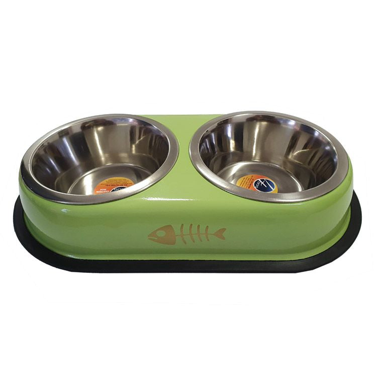 Bol dublu inox 4DOG pentru câini și pisici - 2x950 ml capacitate totală