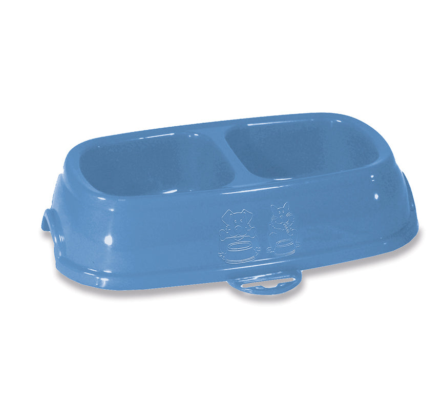 Castron dublu pentru animale de companie STEFANPLAST break 13, stone grey nordic sky, capacitate 2x0,2l, ideal pentru pisici și câini mici