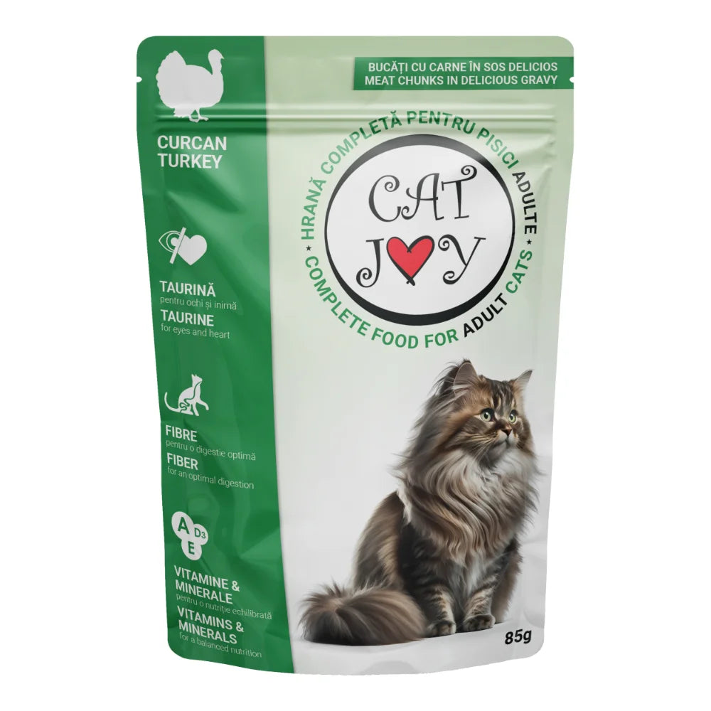 Hrană umedă pentru pisici adulte curcan în sos CAT JOY, 85g