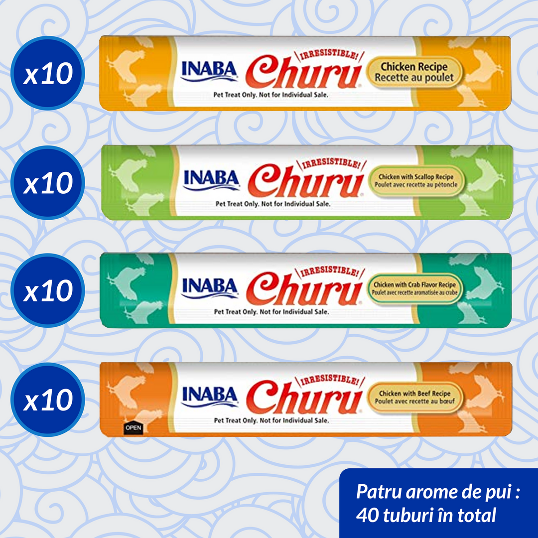 Churu Cat Varieties Recompense Cremoase cu Pui 40 buc 40x14 Gr