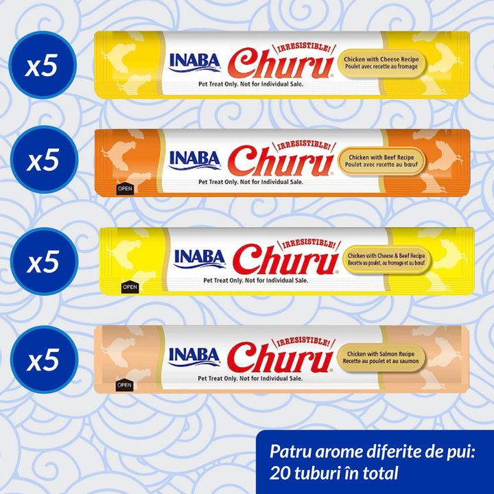 Churu Cat Varieties Recompense Cremoase cu Pui si Vita 20 Buc 20x14 Gr