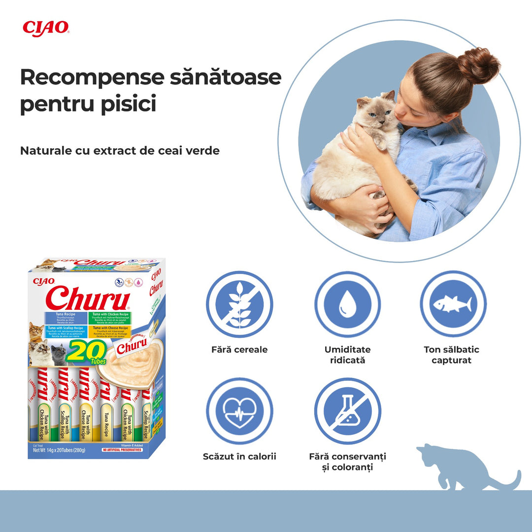 Churu Cat Varieties Recompense Cremoase cu Ton 20 buc 20x14 Gr