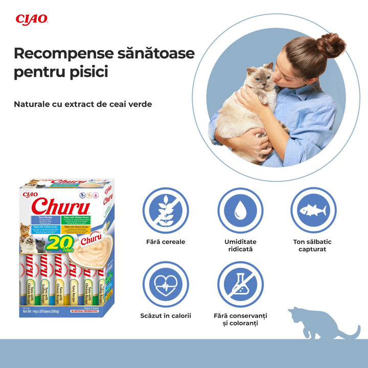 Churu Cat Varieties Recompense Cremoase cu Ton 20 buc 20x14 Gr
