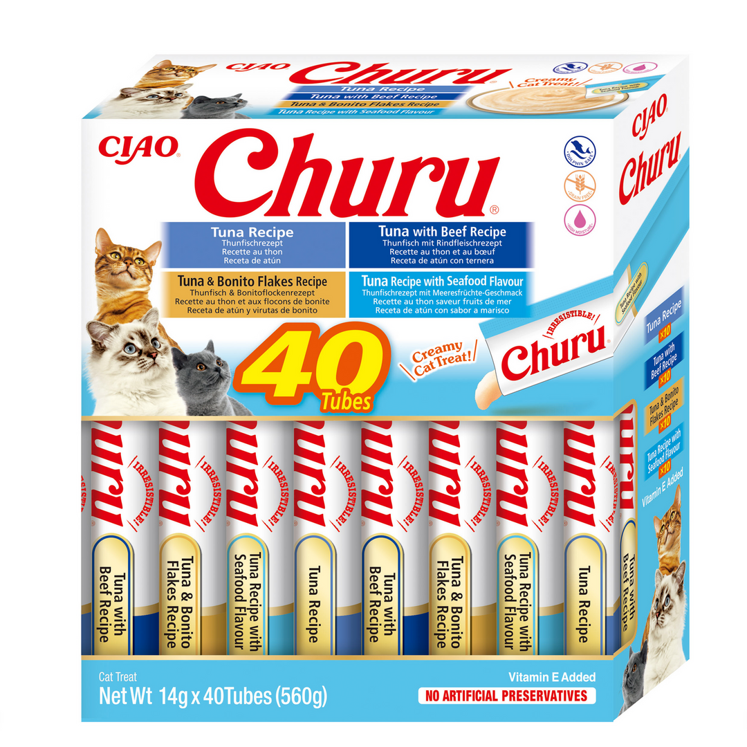 Churu Cat Varieties Recompense Cremoase cu Ton 40 buc