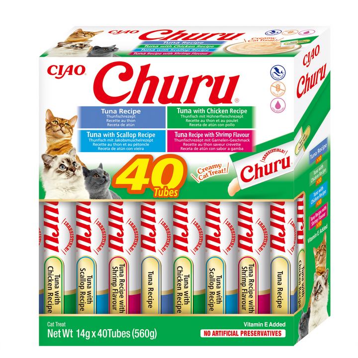 Churu Cat Varieties Recompense Cremoase cu Ton si Fructe de Mare 40 buc
