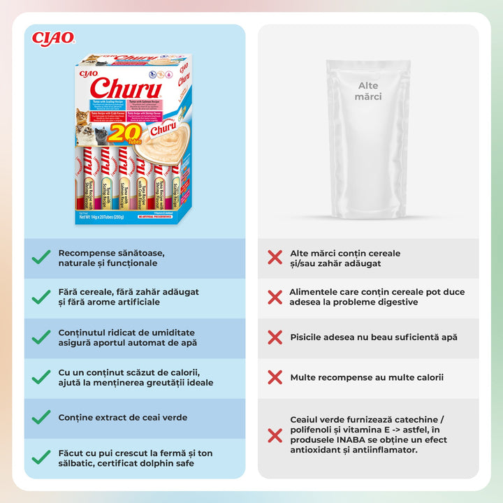 Churu Cat Varieties Recompense Cremoase cu Ton si Fructe de Mare 20 Buc 20x14 Gr