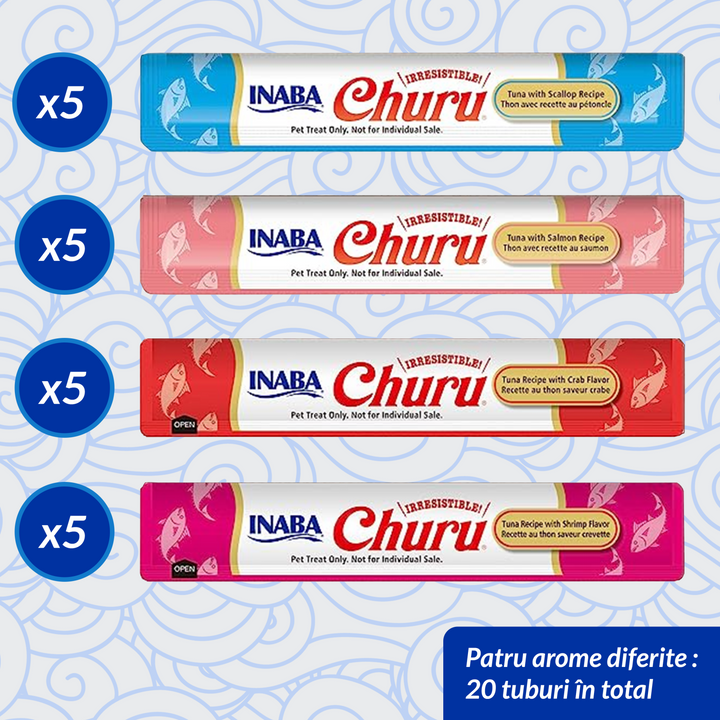 Churu Cat Varieties Recompense Cremoase cu Ton si Fructe de Mare 20 Buc 20x14 Gr