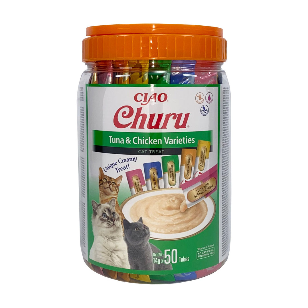 Churu Cat Varieties Recompense Cremoase cu Ton si Pui 50 buc 50x14 Gr