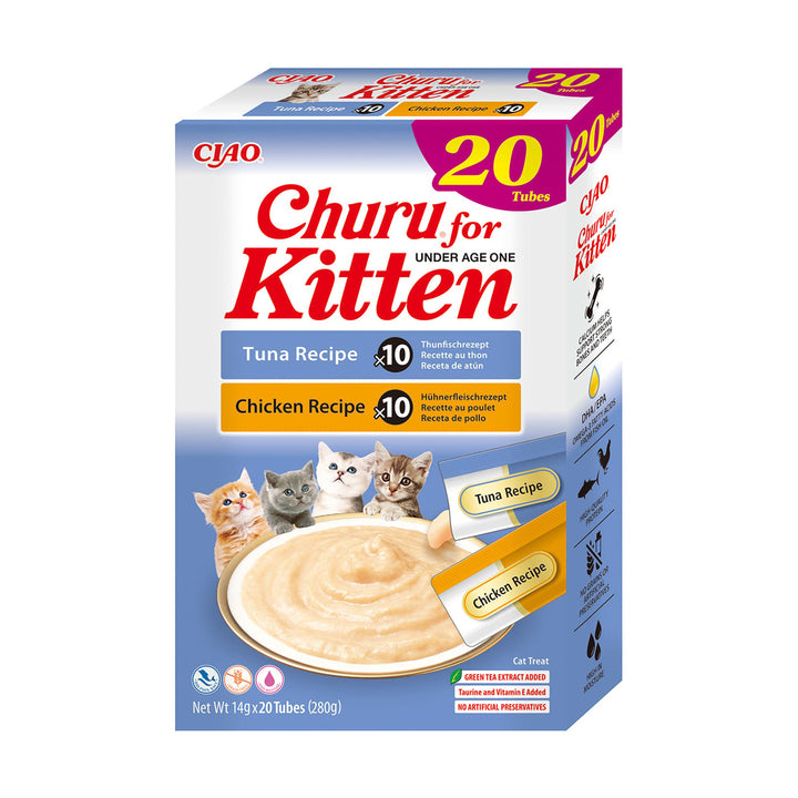 Churu Kitten Varieties Recompense Cremoase cu Pui si Ton 20 Buc