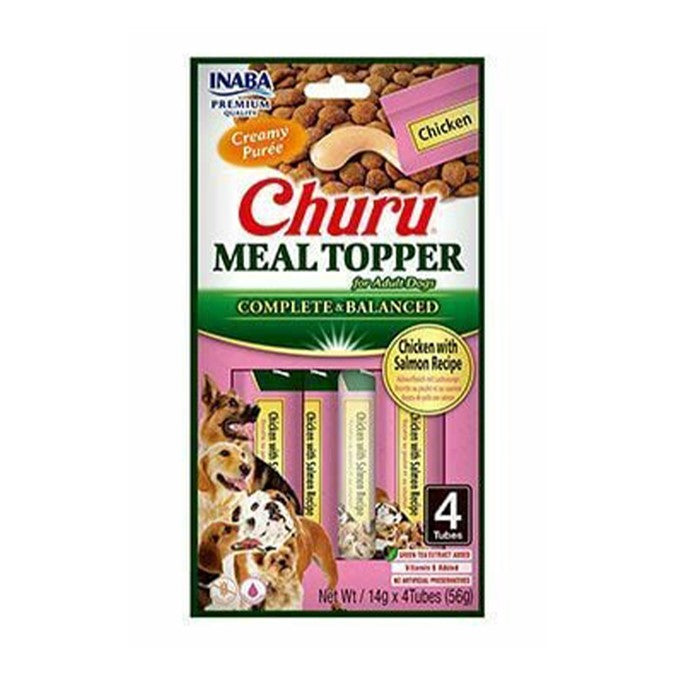Churu Meal Topper Recompense Cremoase pentru Caini Reteta cu Pui si Somon  4 buc