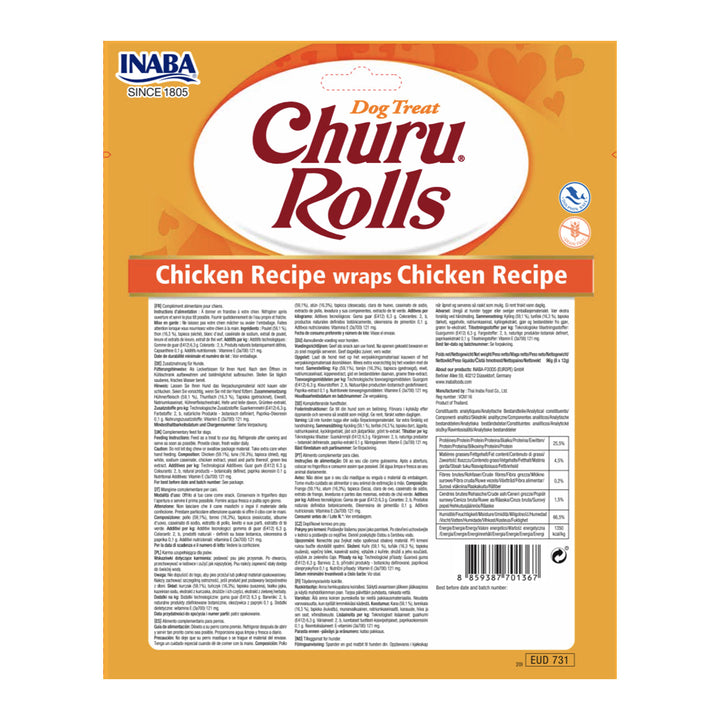 Churu Rolls Recompense pentru caini cu Pui 4x12 Gr
