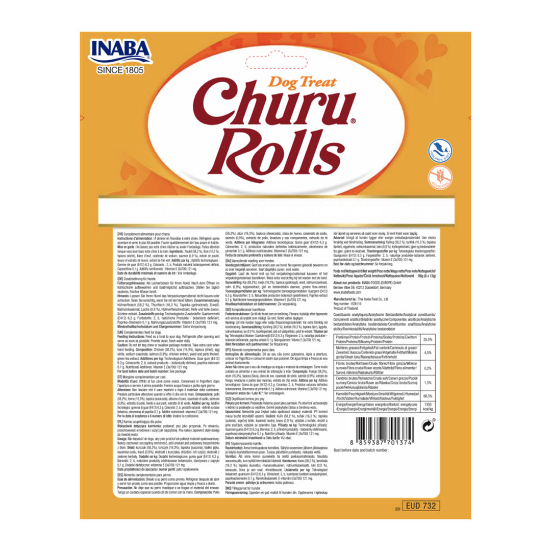 Churu Rolls Recompense pentru caini cu Pui si Somon 4x12 Gr