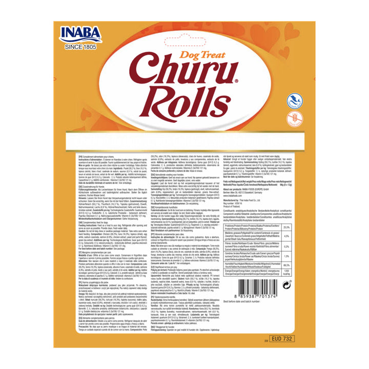 Churu Rolls Recompense pentru caini cu Pui si Somon 4x12 Gr