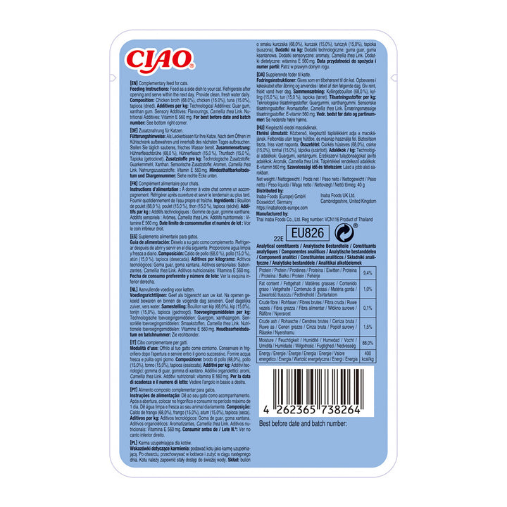 Ciao Churu Broth pentru Pisici cu Pui si Ton 40 Gr