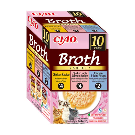 Ciao Churu Broth Variety cu Pui, Pui si Somon, Pui si Ton 10 Buc 10x14 Gr