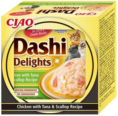 Ciao Dashi pentru pisici cu Pui, Ton si Scoici 70 Gr