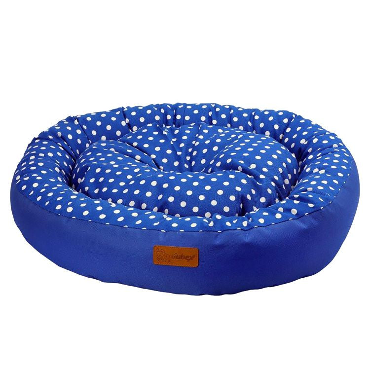 Culcuș rotund impermeabil pentru animale, 4DOG DELUXE, tarte s, albastru, 65x15cm
