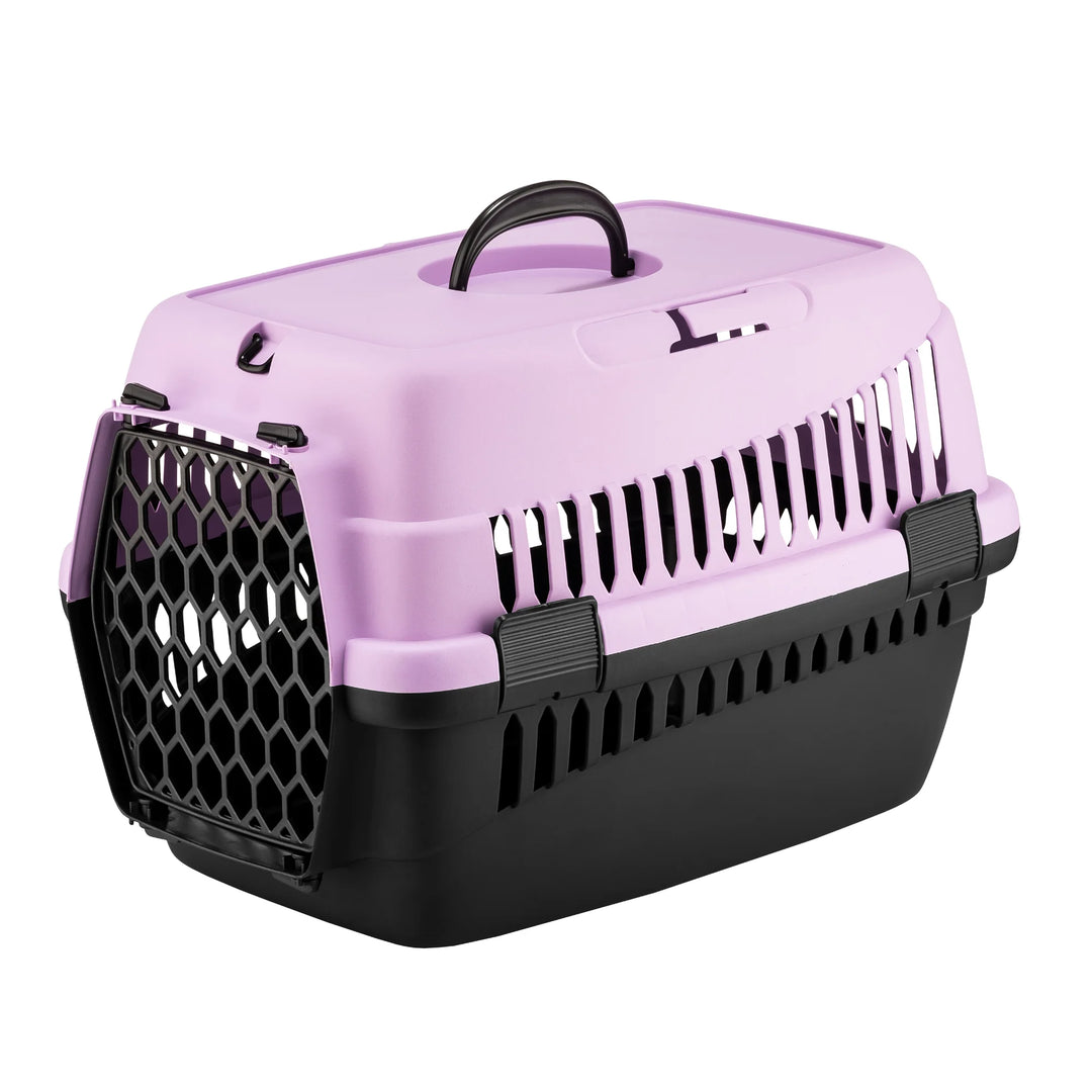 Cușcă de transport practica și eleganta, 4DOG DELUXE, violet negru, 49x35x32.5cm pentru animale de talie mica și pisici