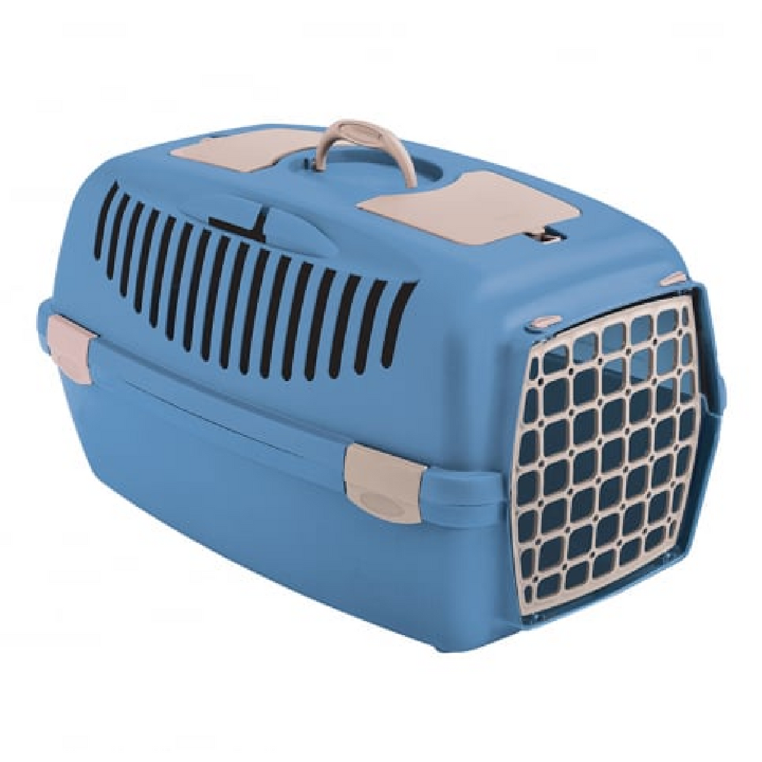 Cușcă de transport pentru animale de talie medie STEFANPLAST Gulliver nr. 2, 55x36x35 cm, nordic sky, ușă plastic, ventilație bună