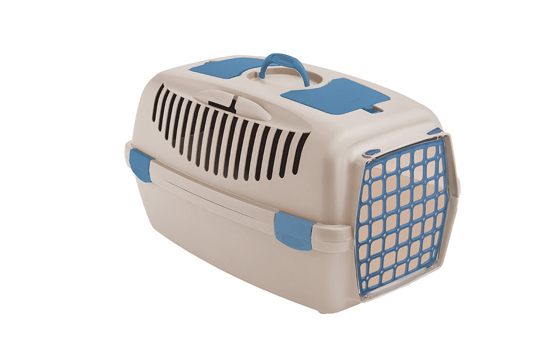 Cușcă transport medie pentru animale, STEFANPLAST Gulliver nr. 2, 55x36x35 cm, alb travertin, ușă plastic robustă, ventilație optimizată