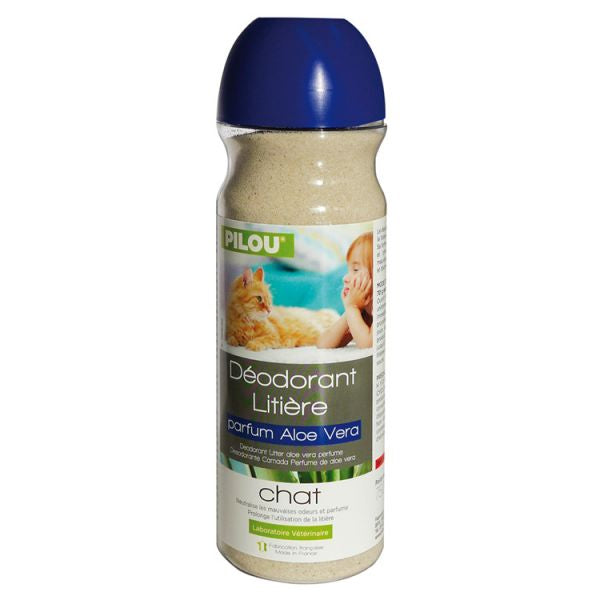 Deodorant pentru litieră cu aloe vera PILOU 750g pentru neutralizarea mirosurilor neplacute și eficienta igienica sporita