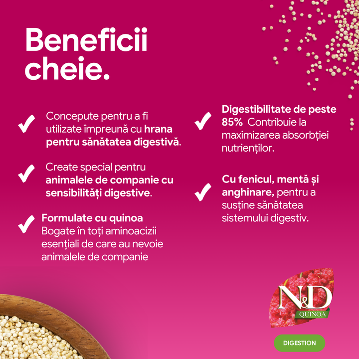 Recompense Dentare Caini Farmina N&amp;D Quinoa Digestion | Miel, Fenicul &amp; Mentă, Medium &amp; Maxi, 100g