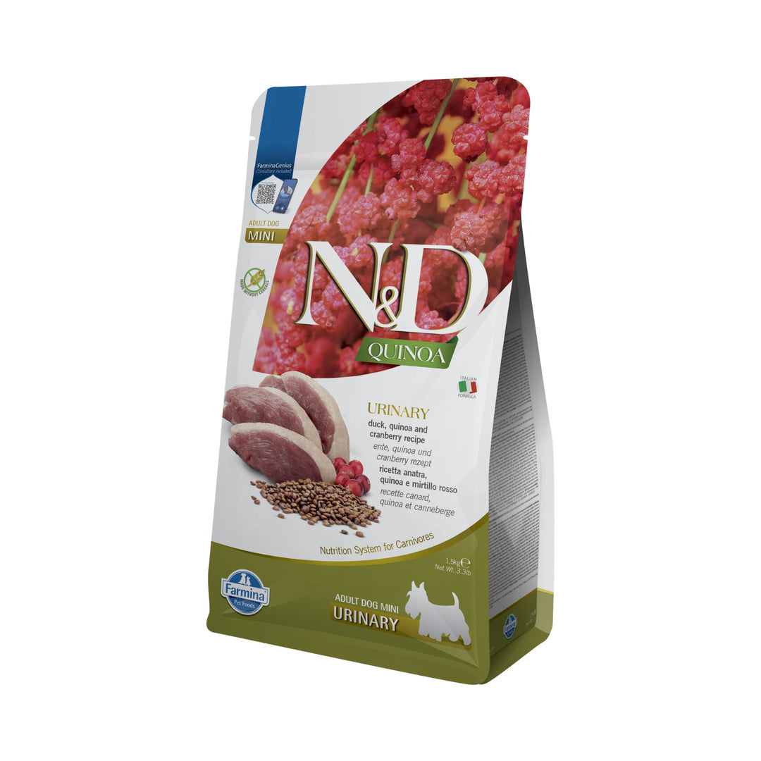 Hrană Uscată Câine Farmina N&D Quinoa Urinary Rață & merișoare Adult Mini 1,5 kg