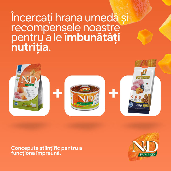 Hrană uscată câine Farmina N&amp;D PUMPKIN mistreț &amp; măr adult mini 800 gr