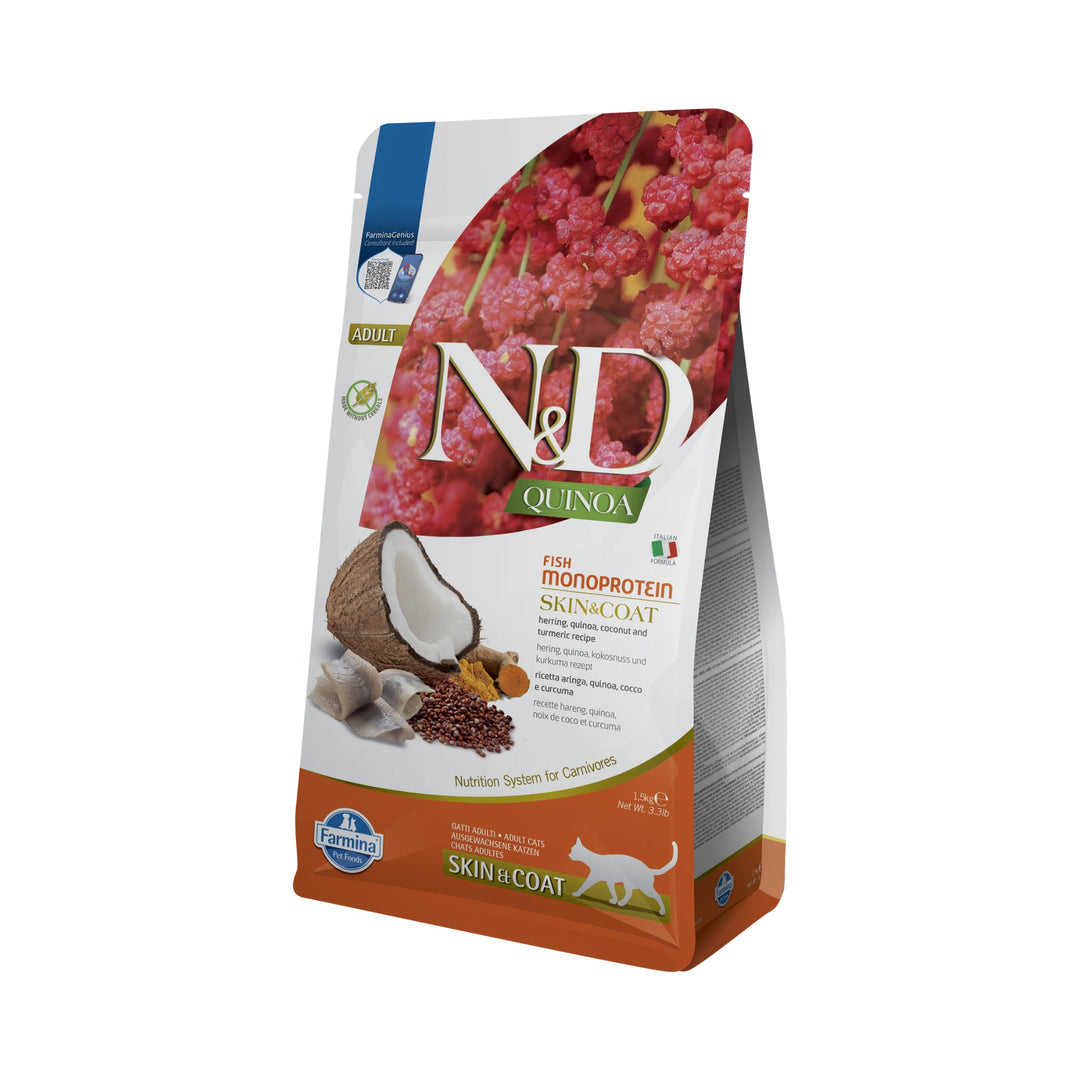 Hrană Uscată Pisică Farmina N&D Quinoa Skin & Coat Hering 1,5 kg