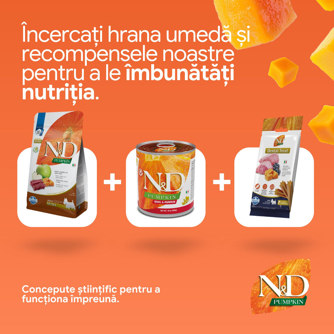 Hrană uscată câine Farmina N&amp;D PUMPKIN vânat &amp; măr adult mini 2 kg