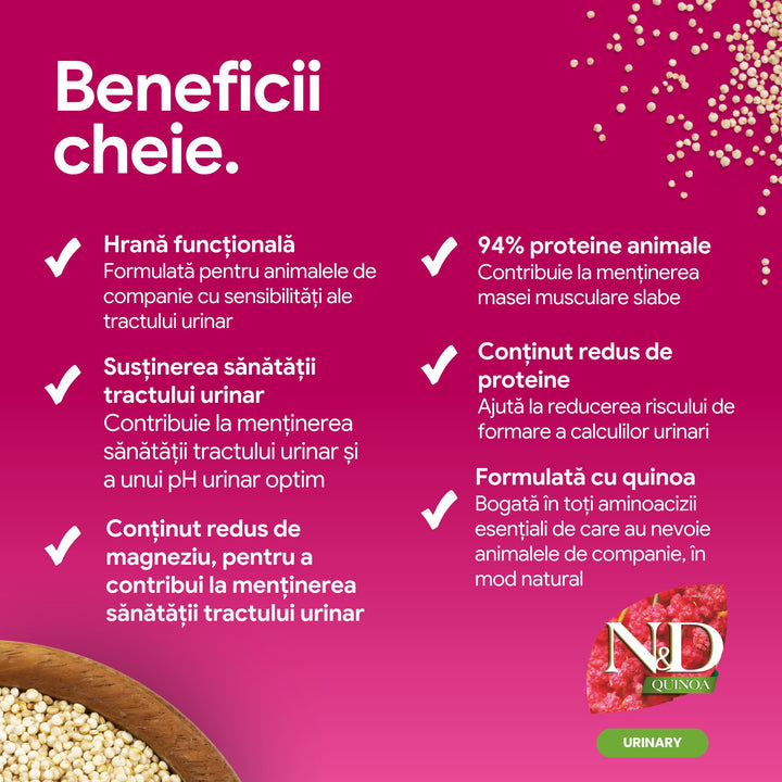 Hrană Uscată Câine Farmina N&amp;D Quinoa Urinary Rață &amp; merișoare Adult Mini 1,5 kg