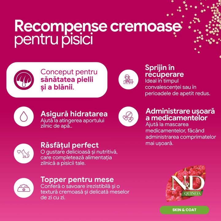 Recompense N&amp;D Quinoa Skin &amp; Coat | Crema cu Somon, 4x15g, Pisici