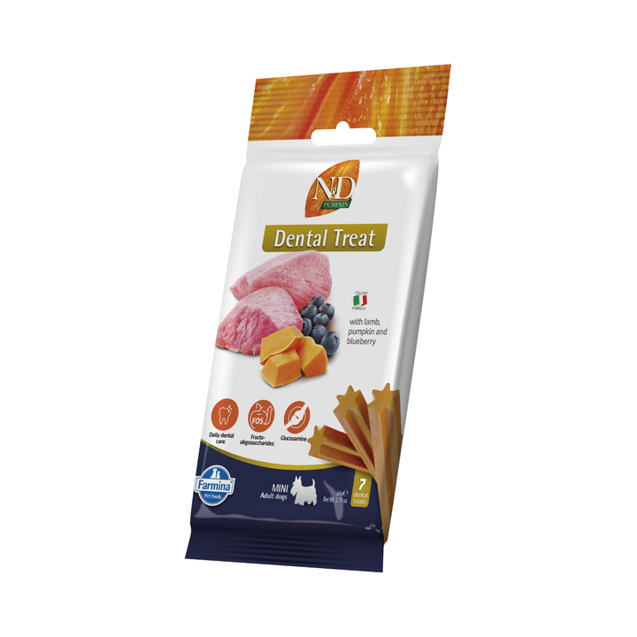 Recompense Dentare Caini Farmina N&amp;D Pumpkin | Miel, Dovleac &amp; Afine, Mini, 60g