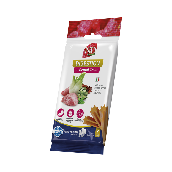 Recompense Dentare Caini Farmina N&amp;D Quinoa Digestion | Miel, Fenicul &amp; Mentă, Medium &amp; Maxi, 100g