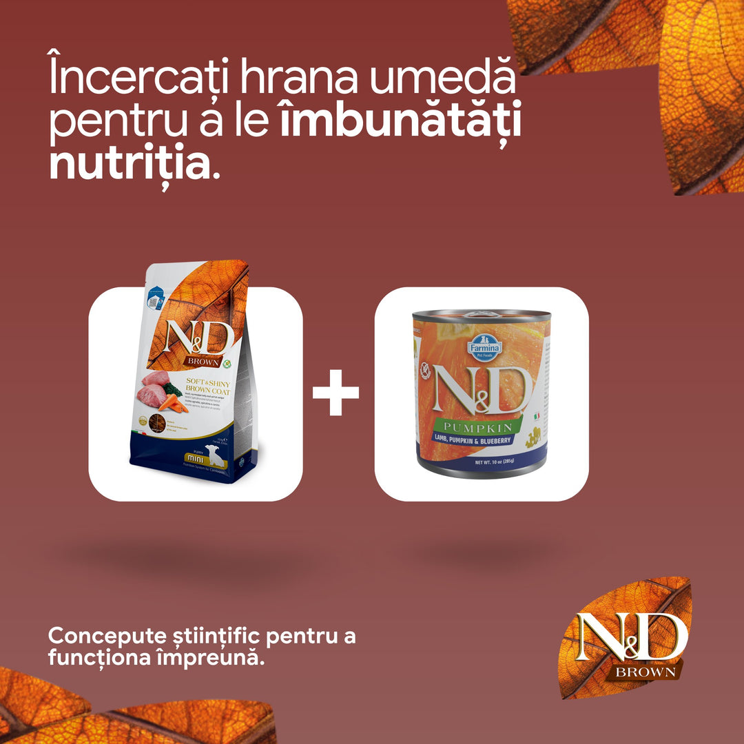 Hrană Uscată Câine Farmina N&amp;D Brown Miel, spirulina &amp; morcov Puppy Mini 1,5 kg