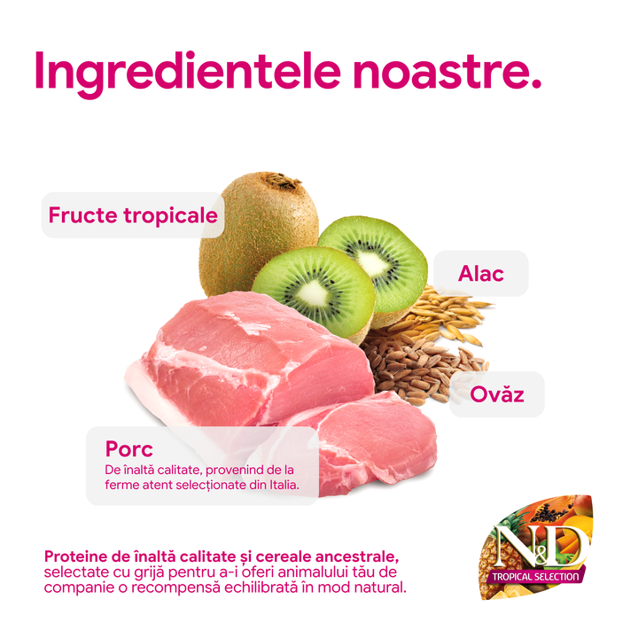 Recompense Dentare Caini Farmina N&amp;D Tropical Selection | Porc, Alac, Ovăz &amp; Fructe Tropicale, Mini, 60g