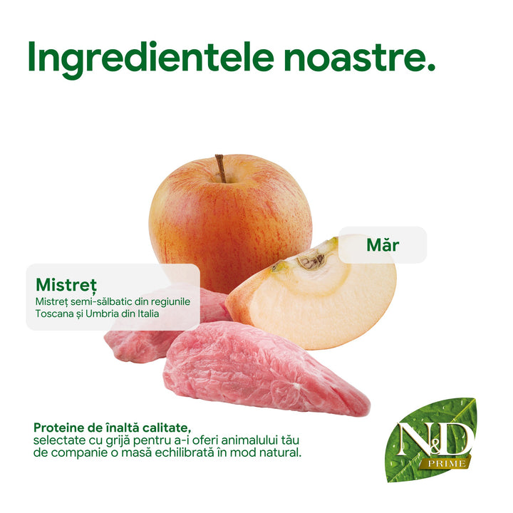 Hrană uscată pisică Farmina N&amp;D PRIME mistreț &amp; măr adult 1.5 kg