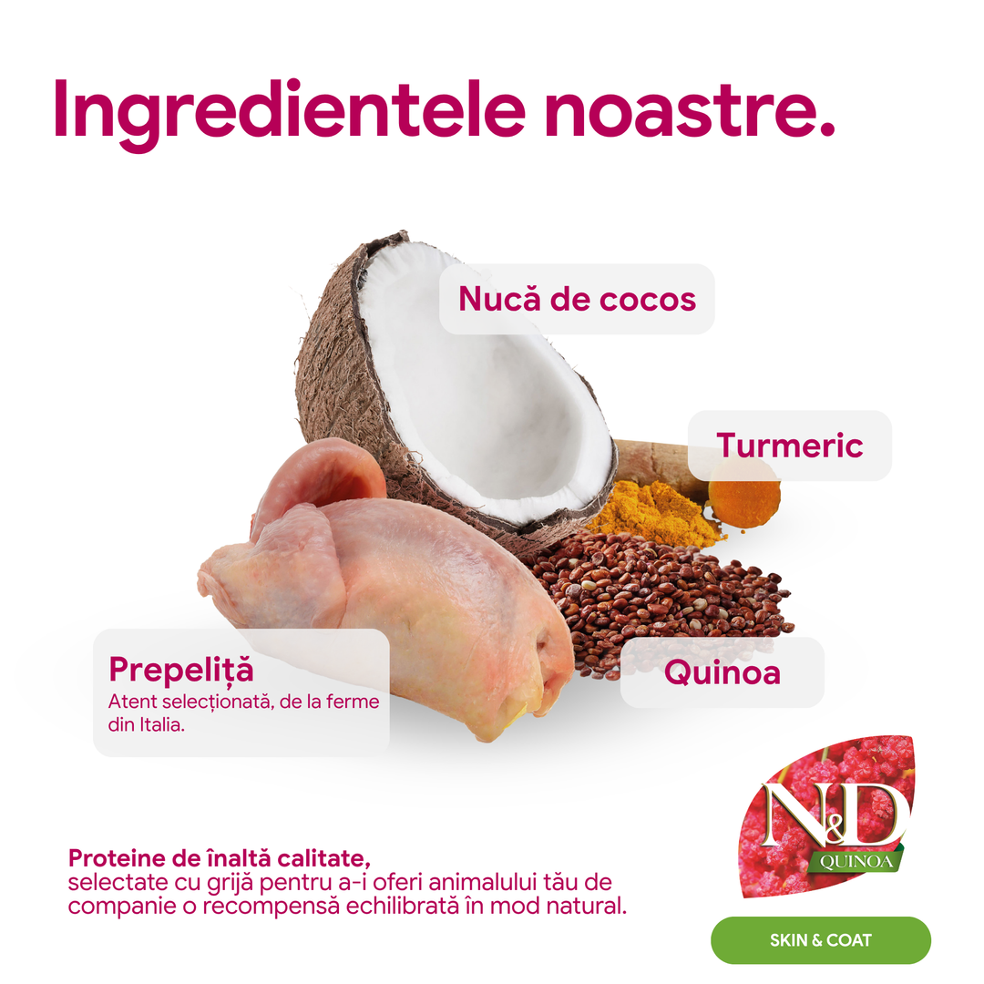 Recompense Dentare Caini Farmina N&amp;D Quinoa Skin &amp; Coat | Prepeliță, Mini, 60g