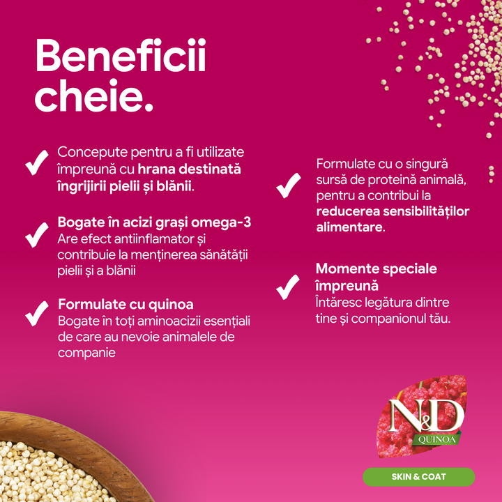 Recompense Dentare Caini Farmina N&amp;D Quinoa Skin &amp; Coat | Prepeliță, Mini, 60g