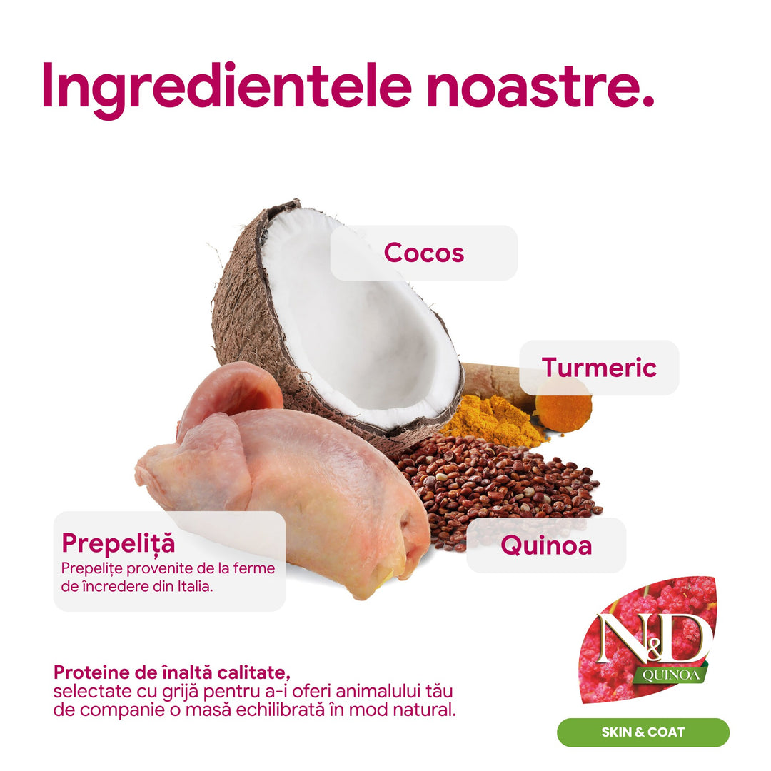 Hrană uscată pisică Farmina N&amp;D QUINOA skin&amp;coat prepeliță 1.5 kg